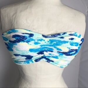 Victoria’s Secret PINK multicolor navy blue green white watercolor bandeau top